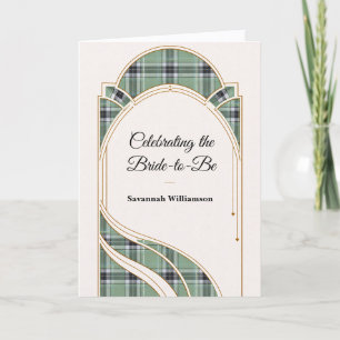 Elegant Green Tartan Art Deco Bridal Shower Card