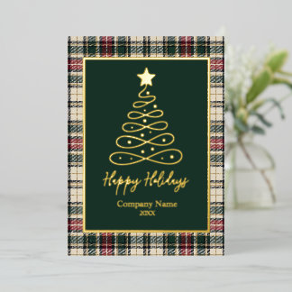 Elegant Green Tartan Christmas Tree Business Logo