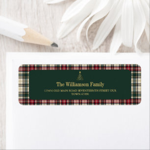 Elegant Green Tartan Gold Script Christmas tree