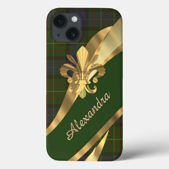 Elegant green tartan plaid personalised Case-Mate iPhone case (Back)