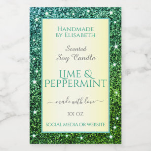 Elegant Green Teal Glitter Product Labels Beauty &