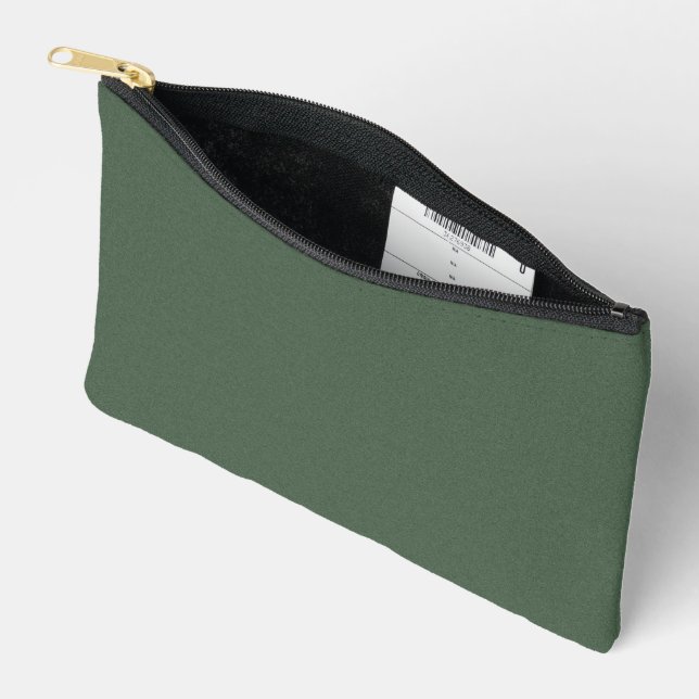 Elegant Green Textured Accessory Carry Pouch (Open)