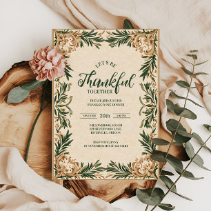 Elegant Green Thanksgiving Celebration Invitation