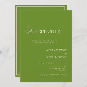 Elegant Green The Night Before Rehearsal Dinner Invitation