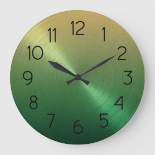 Elegant Green to Gold Ombre Gradient Large Clock