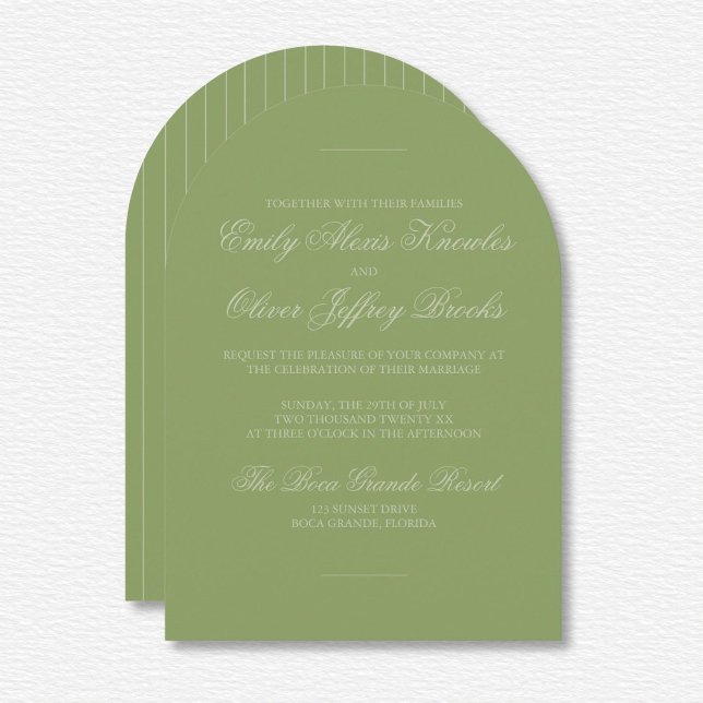 Elegant Green Tone On Tone Stripes Wedding  Invitation (Creator Uploaded)