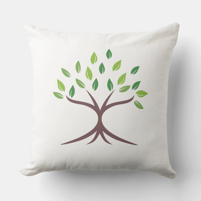 Elegant Green Tree Minimalist Art Pillow  (Front)