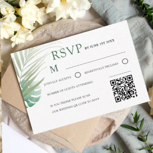 Elegant Green Tropical RSVP Wedding  Card