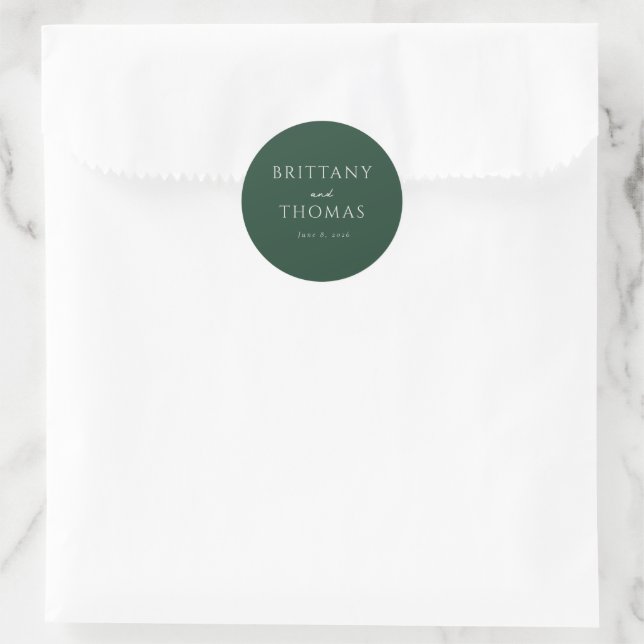Elegant Green Typographic Classic Round Sticker (Bag)