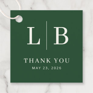 Elegant Green Typographic Gratitude Favour Tags