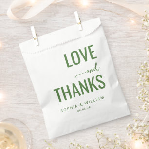 Elegant Green Typographic Greeting Favour Bags