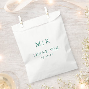 Elegant Green Typographic Thank You Favour Bags