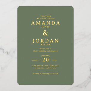 Elegant Green Typographic Wedding Invitation