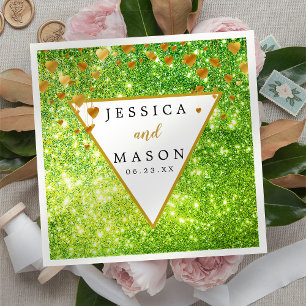 Elegant Green Unique Sparkly Wedding Napkin