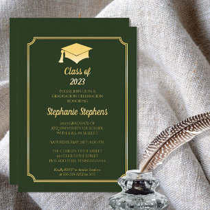 Elegant Green University Graduation Party Gold