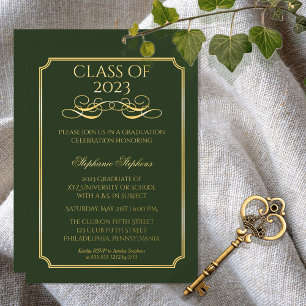 Elegant Green University Graduation Party Gold 