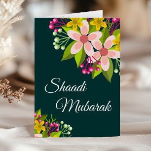 Elegant Green Vibrant Floral Shaadi Mubarak Card