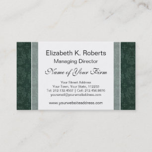 Elegant Green Victorian Damask Vintage Style Business Card