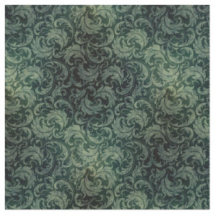 Elegant green vintage damask floral pattern fabric