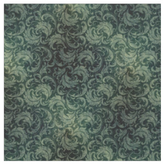 Elegant green vintage damask floral pattern fabric