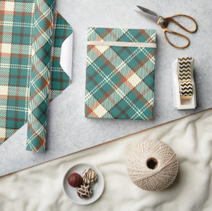 Elegant Green Vintage Plaid Wrapping Paper