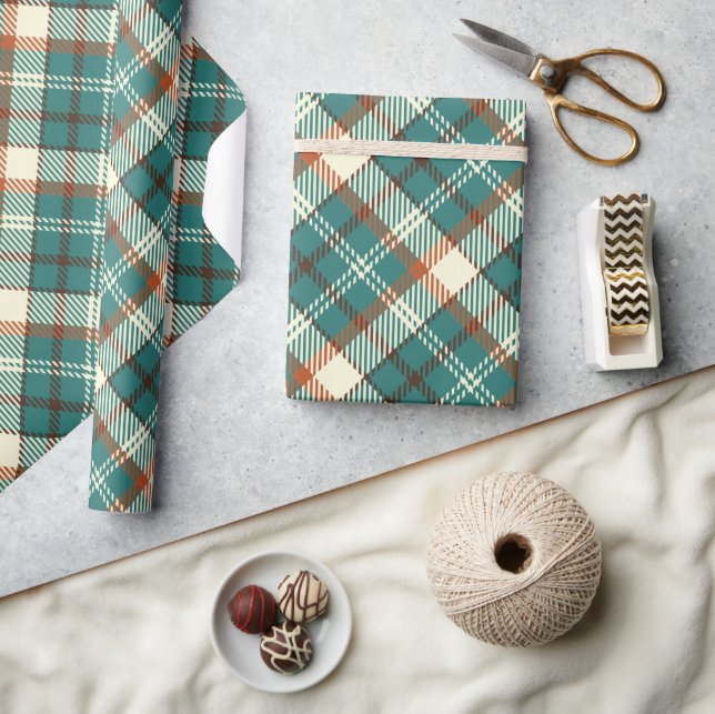 Elegant Green Vintage Plaid Wrapping Paper (Crafts)