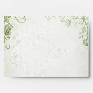 Elegant Green Vintage Wedding Envelope