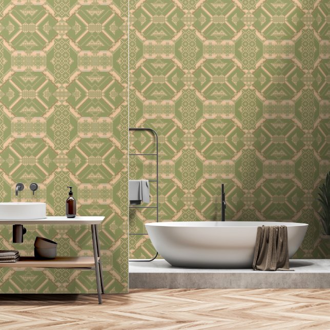 Elegant Green Wallpaper (Bathroom)