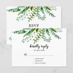 Elegant Green Watercolor Botanical Wedding RSVP Invitation
