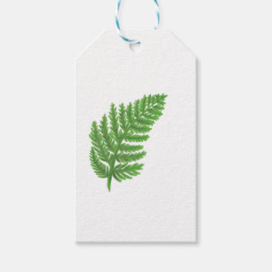 Elegant green watercolor ferns woodland leaves gift tags
