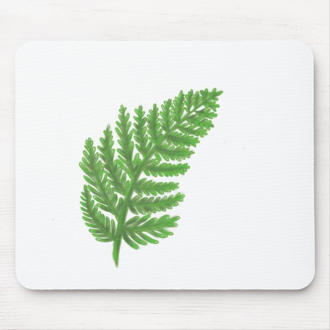 Elegant green watercolor ferns woodland leaves mouse pad (Front)