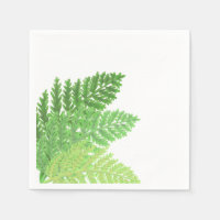 Elegant green watercolor ferns woodland leaves