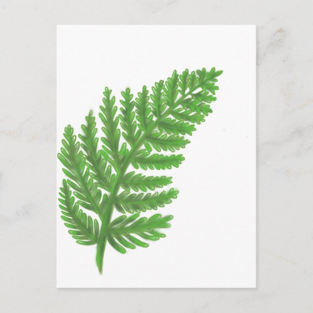 Elegant green watercolor ferns woodland leaves postcard (Front)