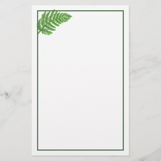 Elegant green watercolor ferns woodland leaves stationery (Front)