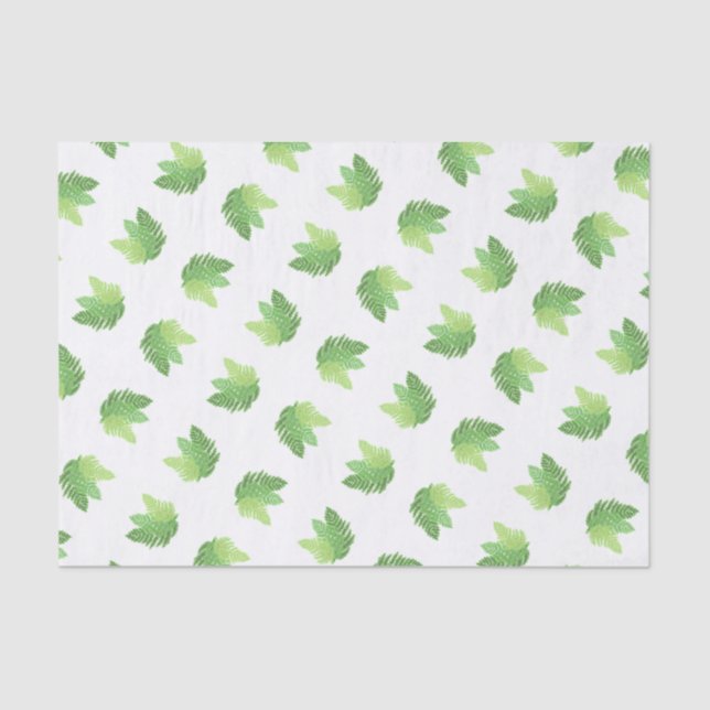 Elegant green watercolor ferns woodland leaves tissue paper (Front)
