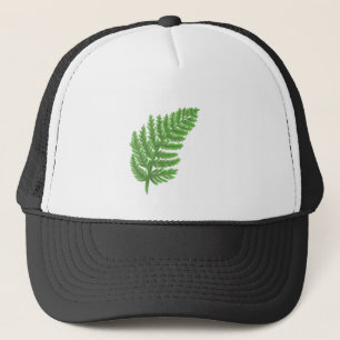 Elegant green watercolor ferns woodland leaves trucker hat