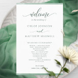 Elegant Green Watercolor Frame Wedding Program<br><div class="desc">Elegant green Wedding program featuring delicate green watercolor border stripes framing your wedding program details. Ability to make text changes and adjustments by selecting customise further. Front with wedding ceremony details, back with wedding party names and thank you message for your guests or any other text you like, ours is...</div>