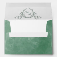 Elegant Green Watercolor Monogram Wedding