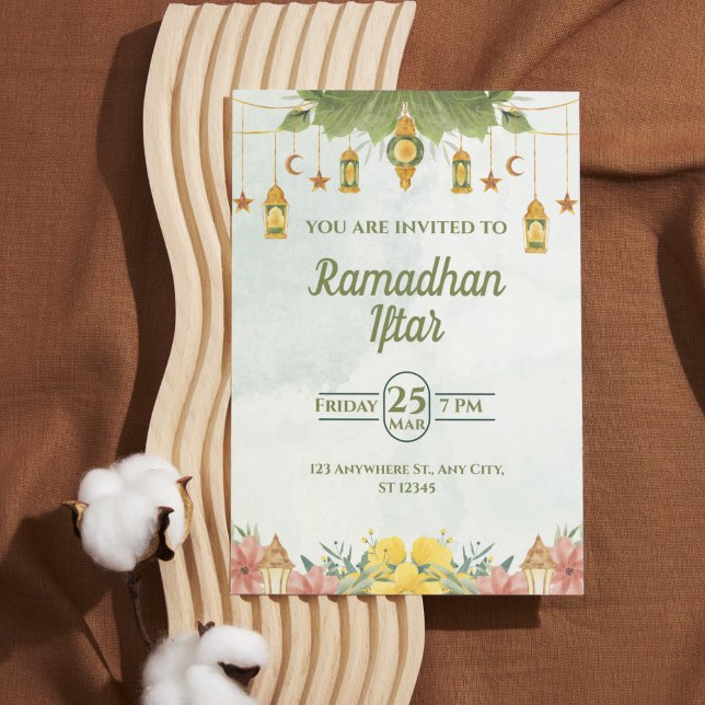 Elegant Green Watercolor Ramadan Iftar Invitation (Elegant Green Watercolor Ramadan Iftar Invitation)