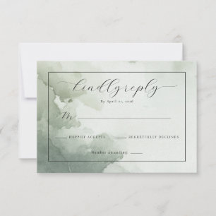 Elegant Green Watercolor RSVP Card