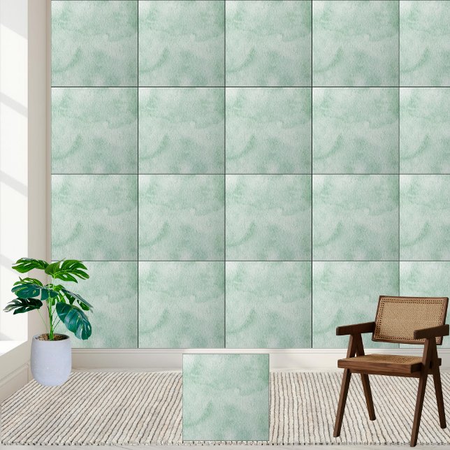 Elegant Green Watercolor Texture Ceramic Tile (Elegant Green Watercolor Texture Ceramic Tile)