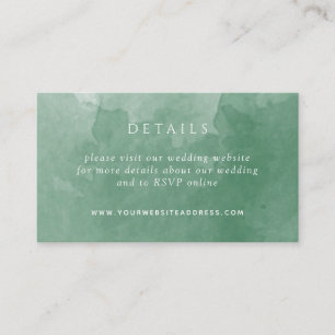 Elegant Green Watercolor Wedding Details, Website Enclosure Card