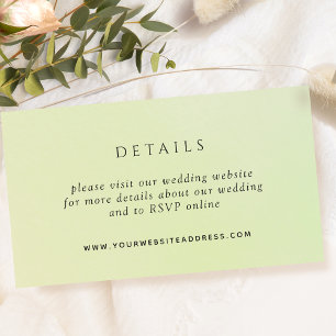 Elegant Green Watercolor Wedding Website / Details Enclosure Card