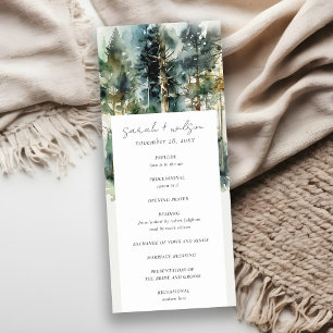 Elegant Green Watercolor Woodland Forest Program Invitation