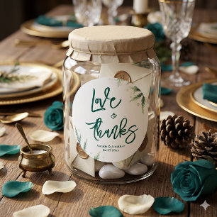Elegant Green Wedding Classic Round Sticker