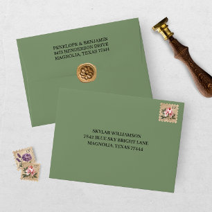 Elegant Green Wedding Envelope