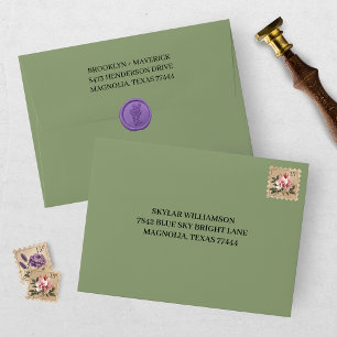 Elegant Green Wedding Envelope
