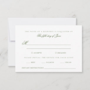 Elegant Green Wedding RSVP Card