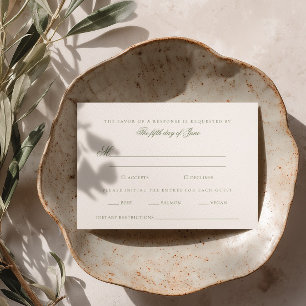 Elegant Green Wedding RSVP Card