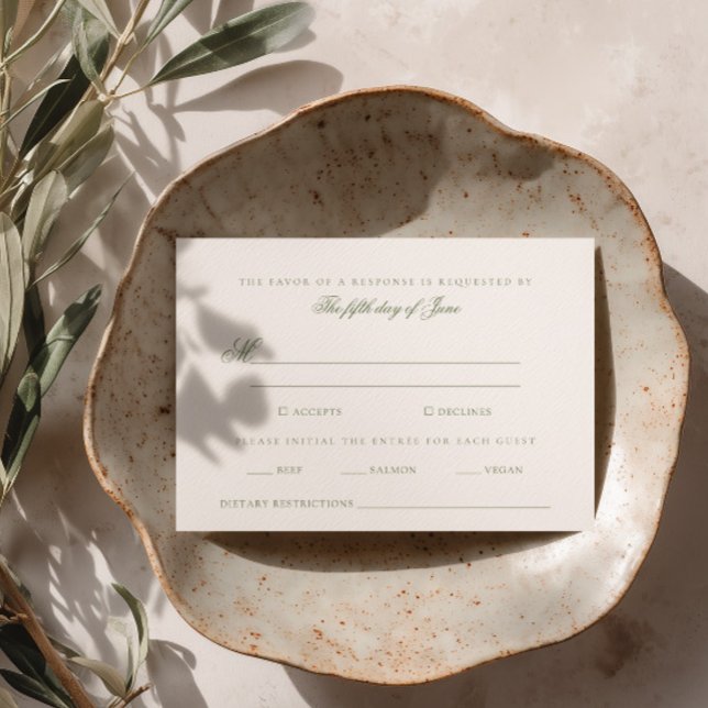 Elegant Green Wedding RSVP Card (Creator Uploaded)
